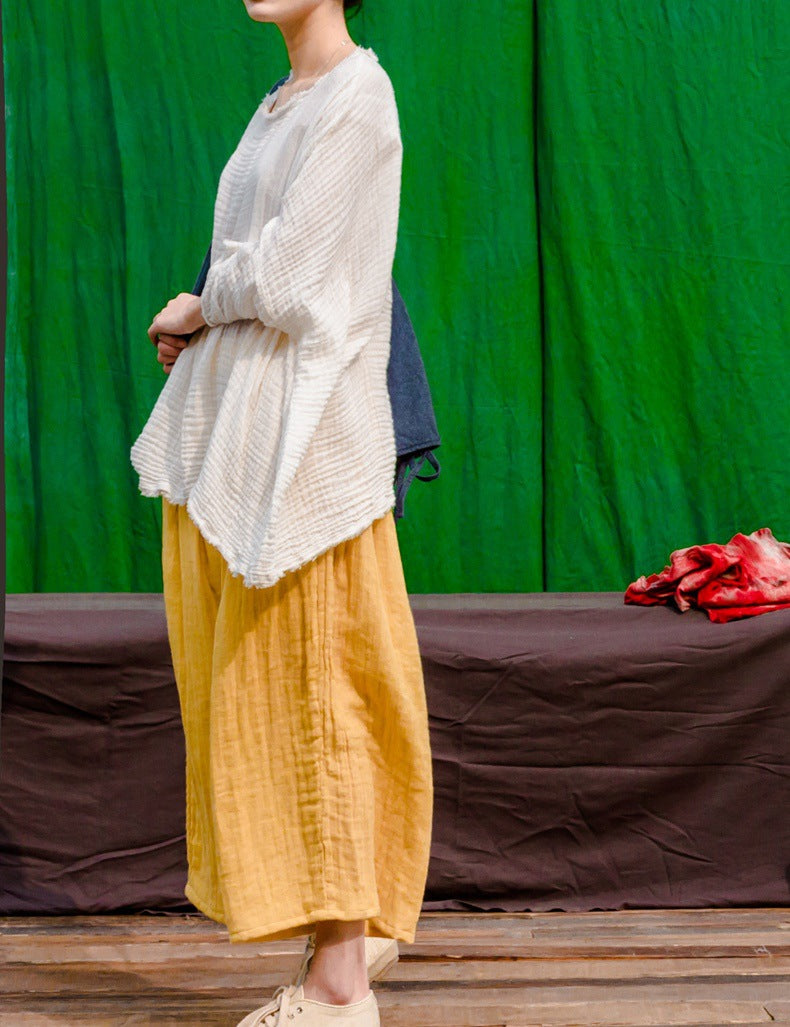 simple design spring and autumn women's wide-leg pants loose retro style versatile trousers