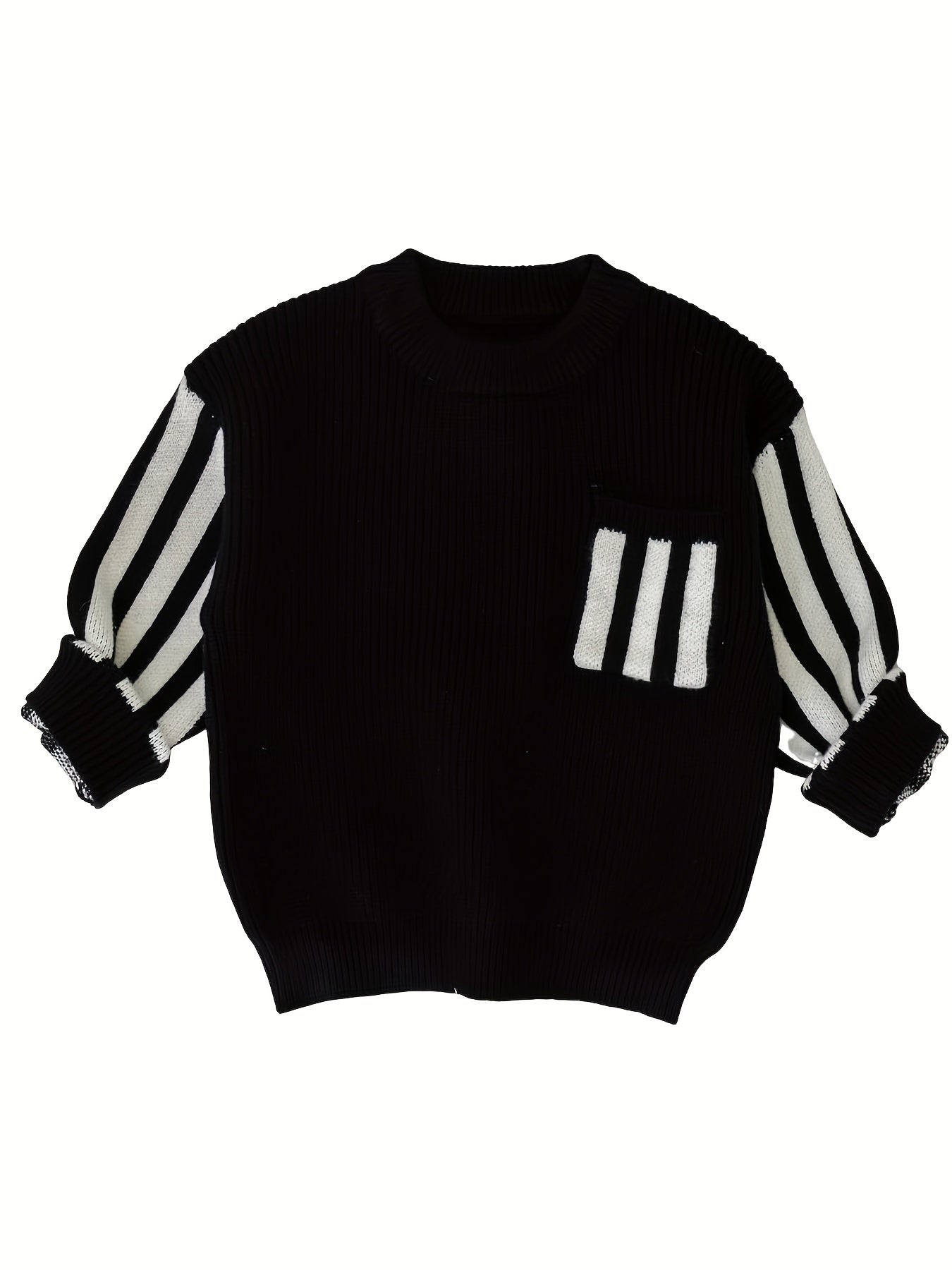 Cozy Striped Knitted Sweater - Soft and Snug, Warmth for Cold Winter Days, Classic Knitted Design, Eye-Catching Striped Pattern - Unisex Design for Baby Boys and Girls Alike, Perfect for Toddlers Daily Wear