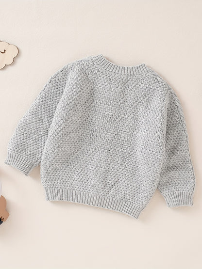 Cozy Knit Cardigan Sweater - Soft Solid Color, Single Breasted, Long Sleeve, Winter Warmth, Toddler Friendly, Unisex Design for Boys and Girls, Perfect for Casual Daily Wear or Special Occasions