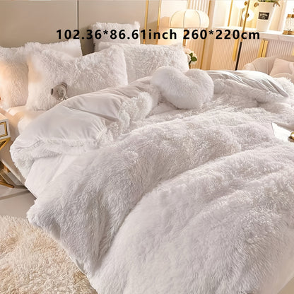 3-Piece Plush Velvet Duvet Cover Set - Soft, Comfortable, Warm, and Cozy Bedding for Autumn and Winter - Ideal for Bedroom and Guest Room, Without Core