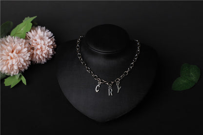 2025 New jewelry CRY BABY letter versatile short collarbone chain women's alloy pendant necklace WX5015