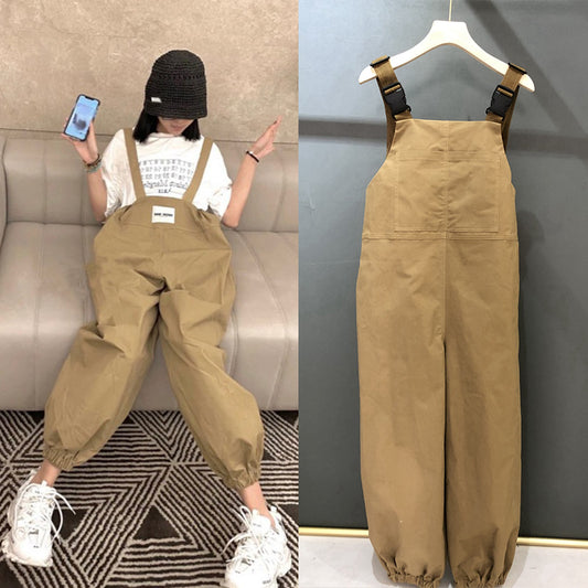 flowersverse In Stock  Niche Designer New Work Clothes BF Style Suspender Pants Loose Western Style Slimming Youthful-Looking Fisherman Pants for Women