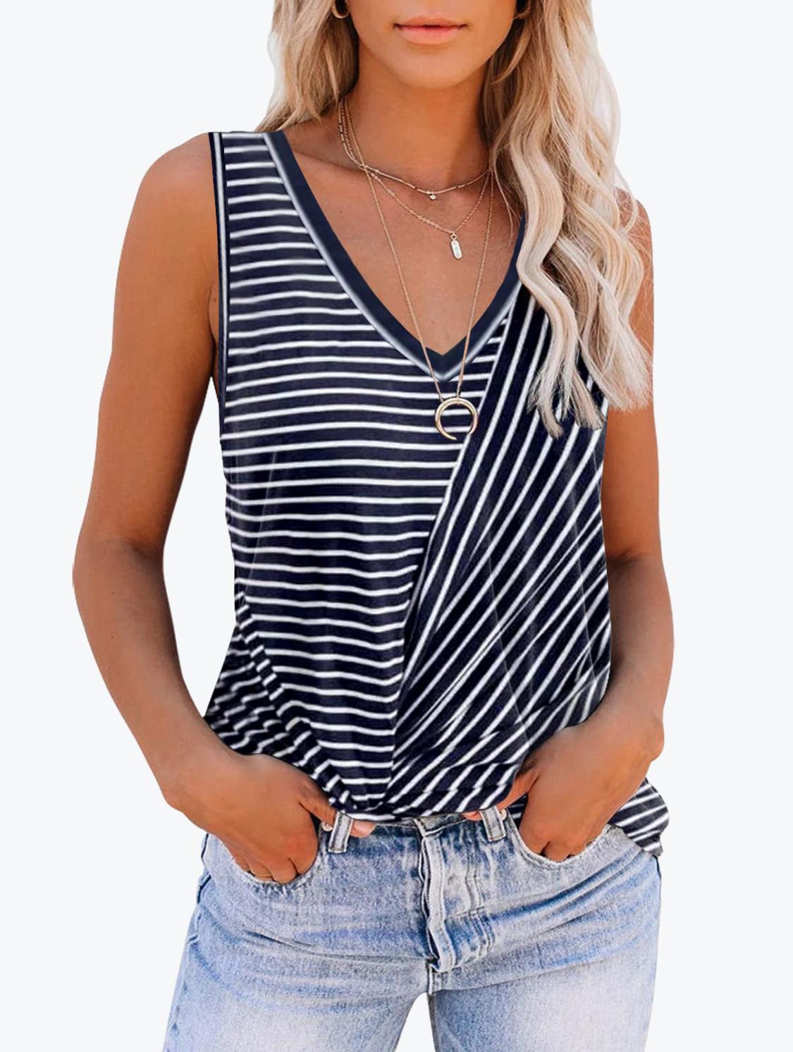 Gradient Color Deep V Fashion Tank Top