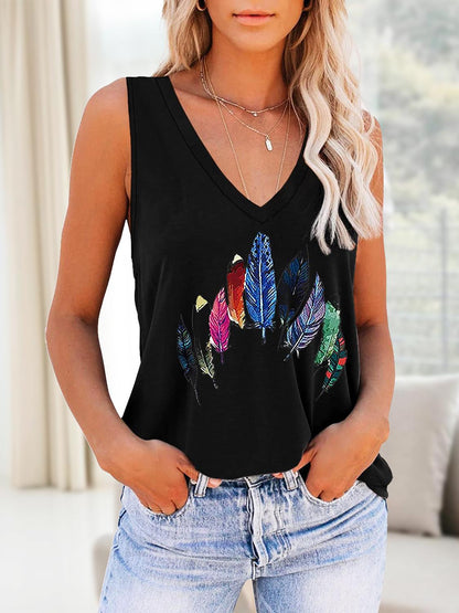 Gradient Color Deep V Fashion Tank Top