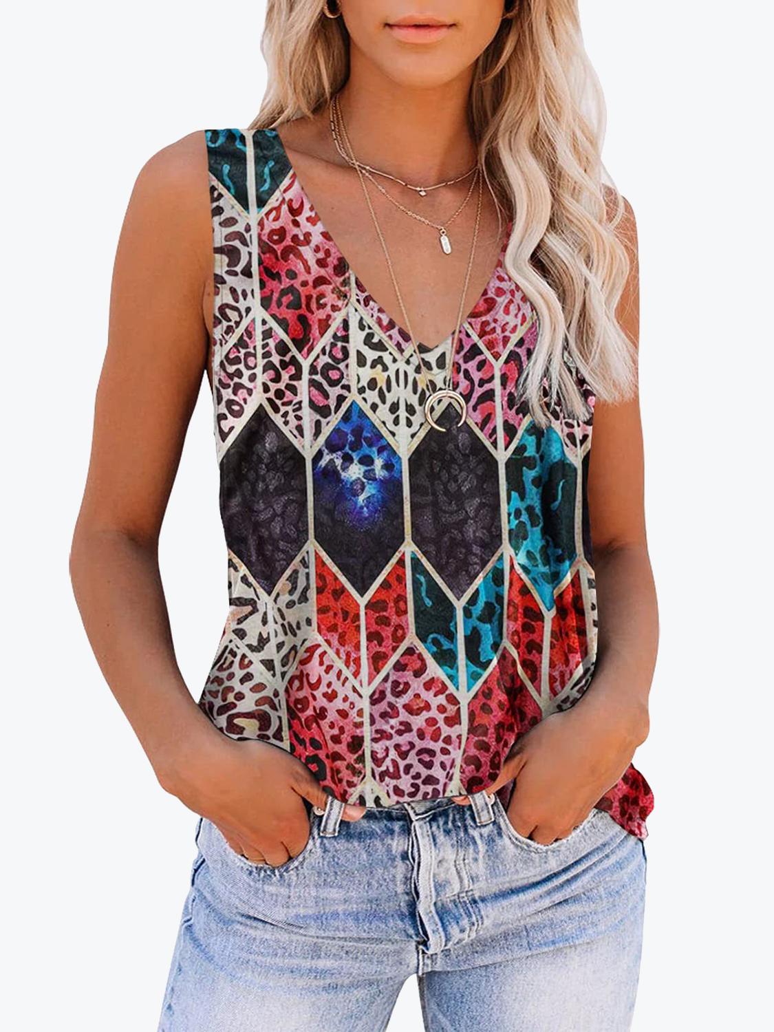 Gradient Color Deep V Fashion Tank Top