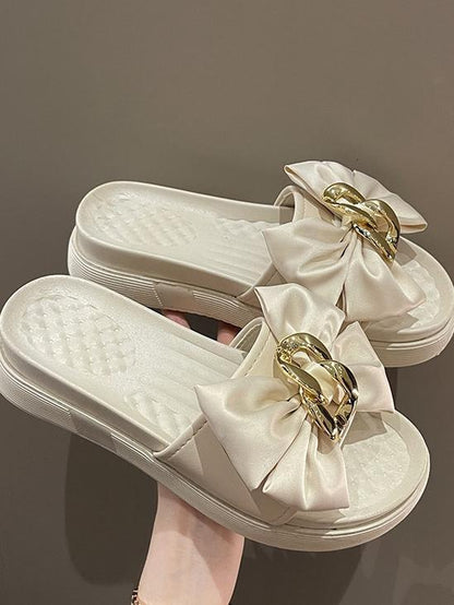 Metal Chain Decor Bowknot Sandals