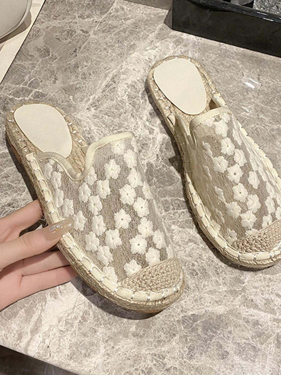 Lace Flat Non Slip Comfy Slippers