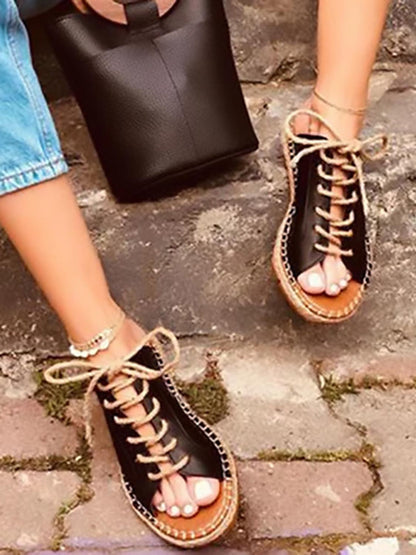 Lace Up Fish Toe Sandals