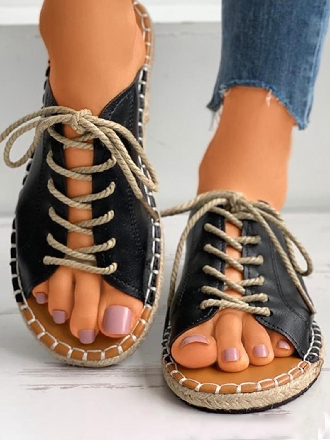 Lace Up Fish Toe Sandals