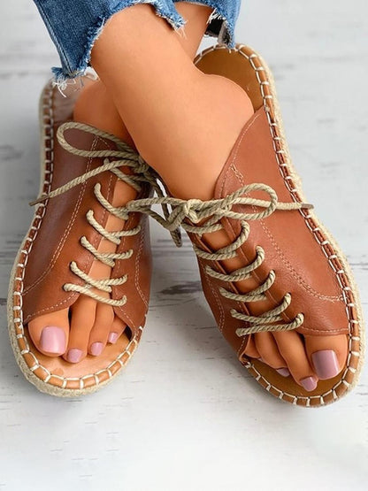 Lace Up Fish Toe Sandals