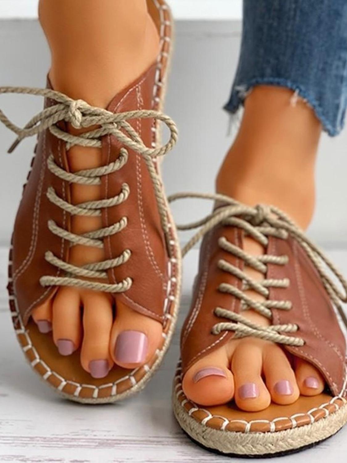 Lace Up Fish Toe Sandals