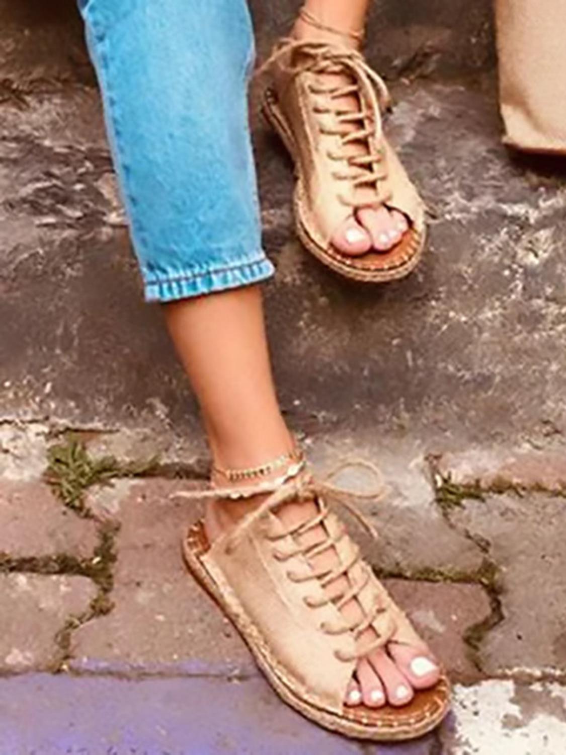 Lace Up Fish Toe Sandals