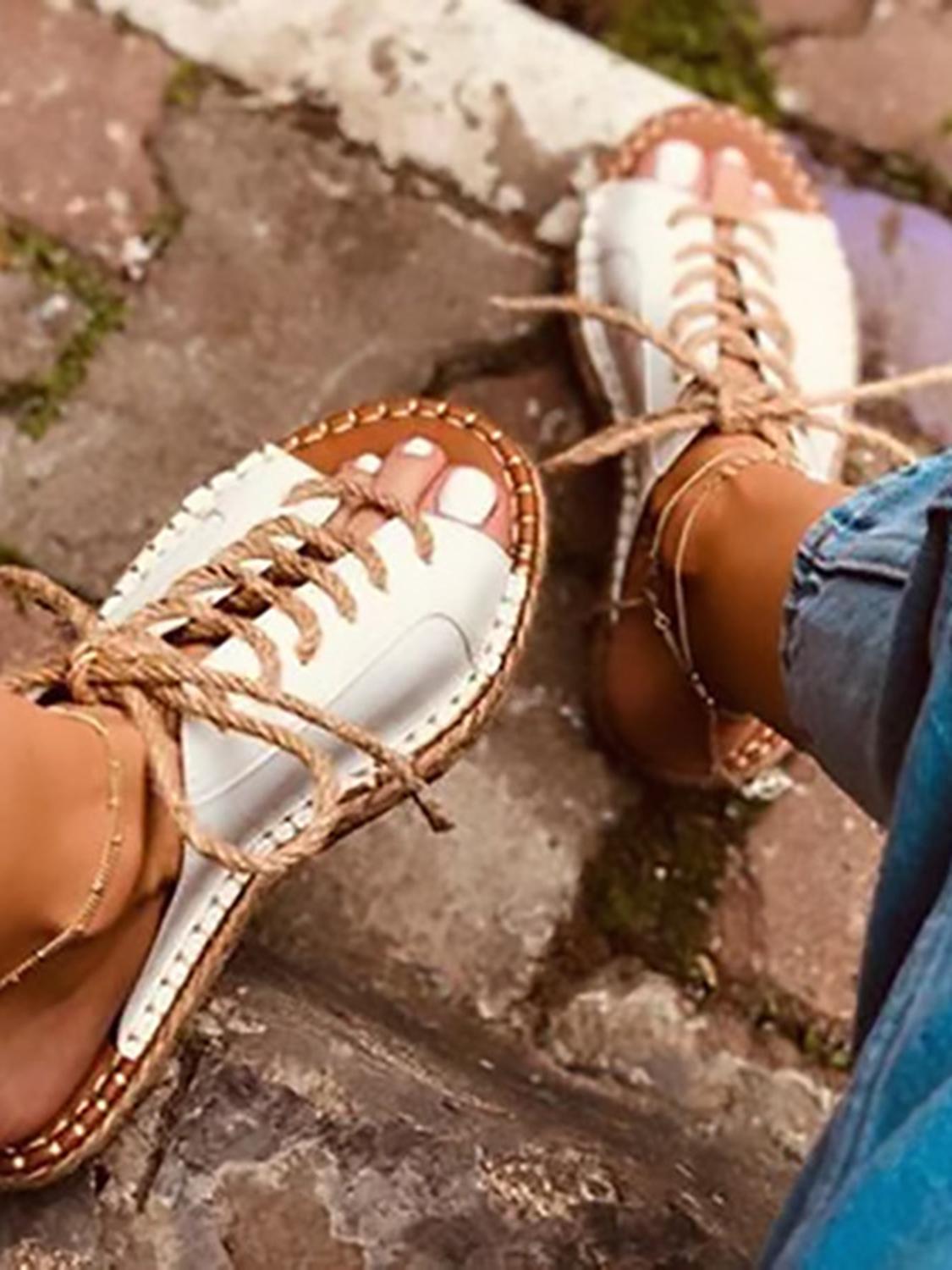 Lace Up Fish Toe Sandals