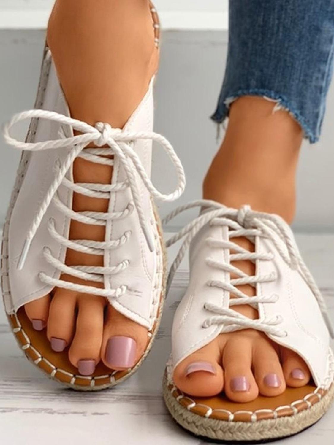 Lace Up Fish Toe Sandals