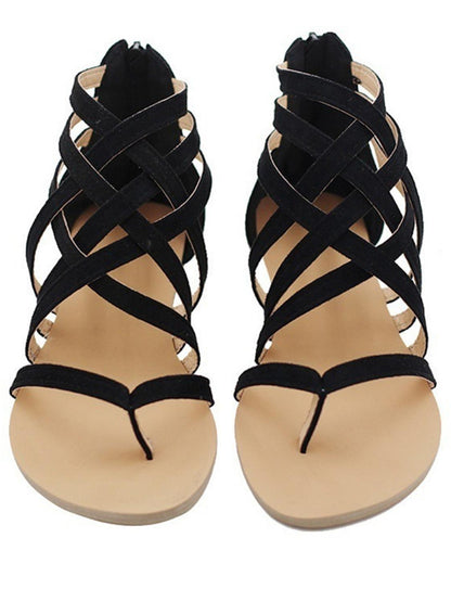 Solid Lace-up Front Sandals