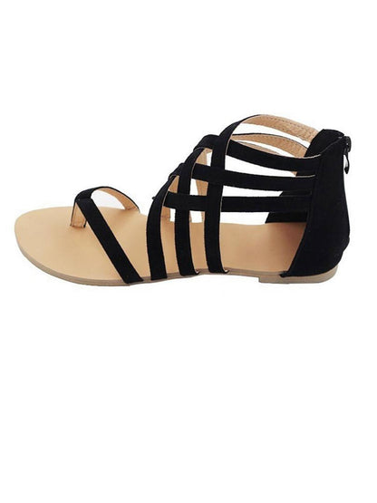 Solid Lace-up Front Sandals