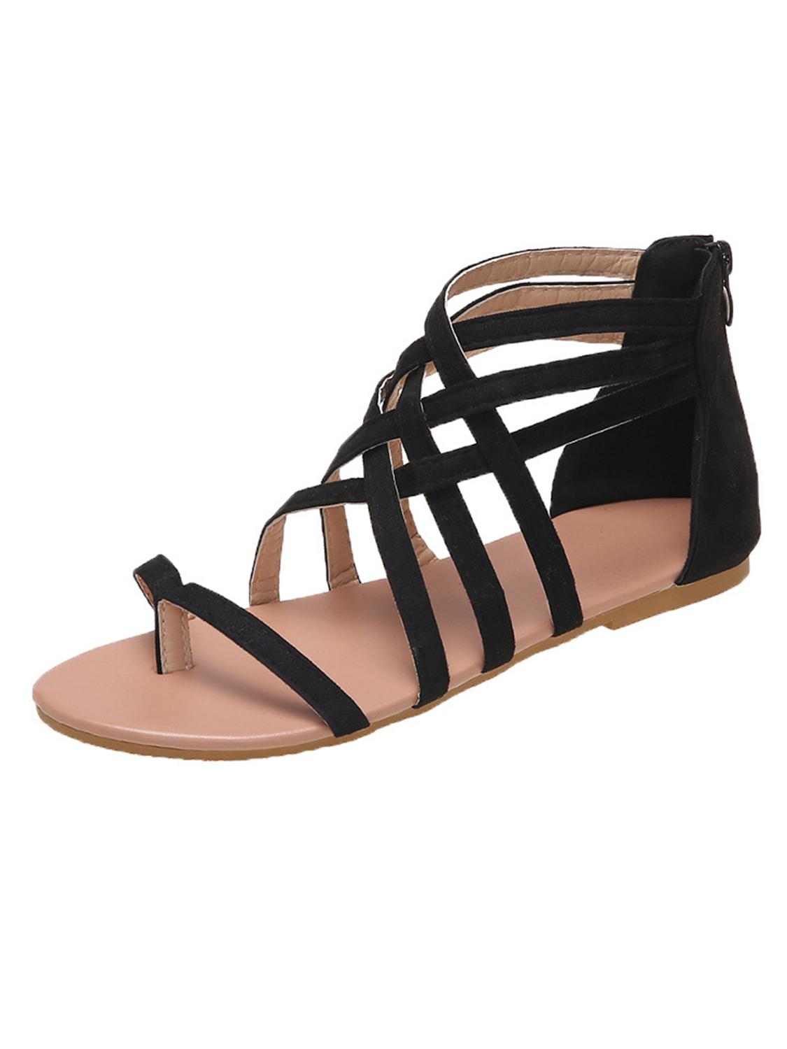 Solid Lace-up Front Sandals