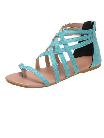 Solid Lace-up Front Sandals