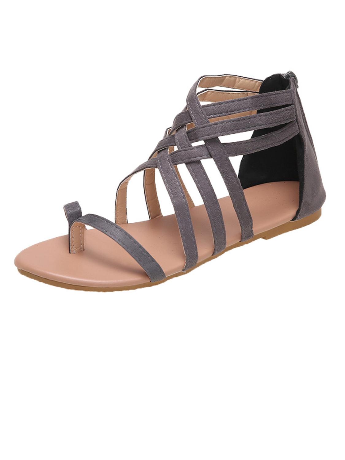 Solid Lace-up Front Sandals