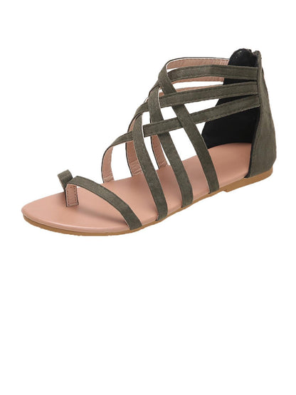 Solid Lace-up Front Sandals