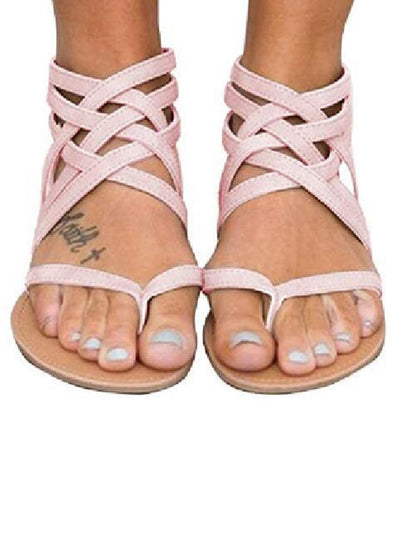 Solid Lace-up Front Sandals