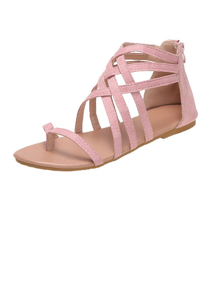 Solid Lace-up Front Sandals