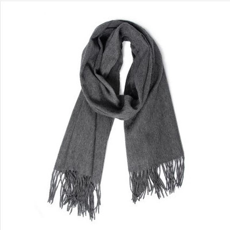 Unisex Basic Solid Color Scarf Stylish Soft Warm Tassel Shawl Autumn Winter Coldproof Versatile Inelastic Scarf