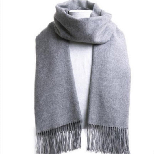 Unisex Basic Solid Color Scarf Stylish Soft Warm Tassel Shawl Autumn Winter Coldproof Versatile Inelastic Scarf