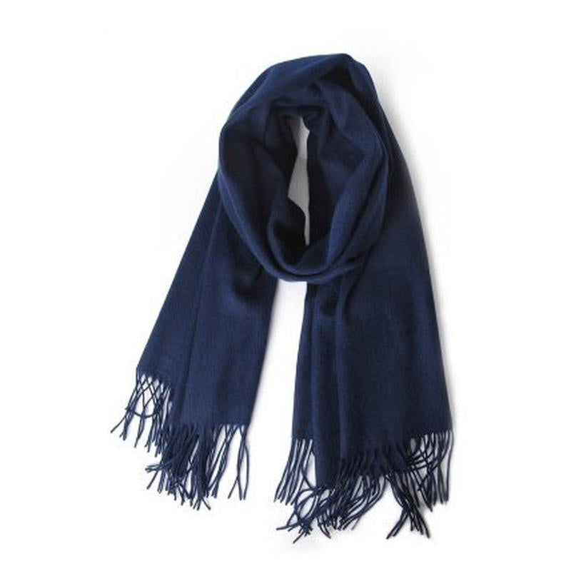 Unisex Basic Solid Color Scarf Stylish Soft Warm Tassel Shawl Autumn Winter Coldproof Versatile Inelastic Scarf