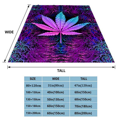 1pc Vibrant Purple Psychedelic Maple Leaves Blanket - Ultra-Soft, Lightweight, Warm Flannel Throw for Sofa, Bed, Travel, Camping, Living Room, Office, Couch, Chair - Digital Printing Fleece with Plush Fabric, Cozy, Breathable, Easy Care, Perfect for Indoo