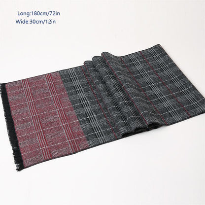 1pc Men's Winter Warm Plaid Scarf, Versatile Simple Casual Neck Scarf