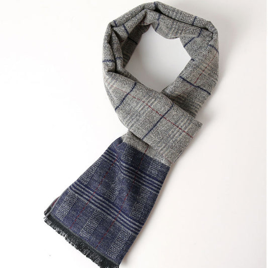 1pc Men's Winter Warm Plaid Scarf, Versatile Simple Casual Neck Scarf