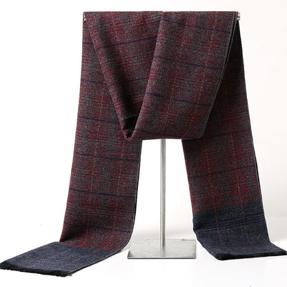 1pc Men's Winter Warm Plaid Scarf, Versatile Simple Casual Neck Scarf