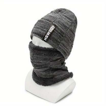 Beanie Hat Neck Gaiter Set Winter Velvet Thickened Ear Protection Face Cover Neck Cover Knitted Hat Pullover Hat Scarf For Men Women