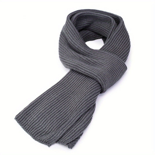 1pc Men's Winter Solid Color Scarf, Warm Men's Anti-Cold Anti-Freeze Knitted Neck Scarf