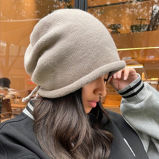 Stretchy Slouchy Beanie Hat - Soft, Lightweight, Warm, and Fitted Knit Fabric with Toggle Closure - Perfect for New Years Occasion, Hand Wash Only, Solid Color Ear Protection Streetwear