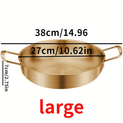 1pc, Golden Pot, Korean Ramen Pot, Stainless Steel Soup Pan, Golden Ramen Bowl, Seafood Pan, Household Electromagnetic Stove Instant Noodles Hot Pot Bowl, Kitchen Supplies, Cookware