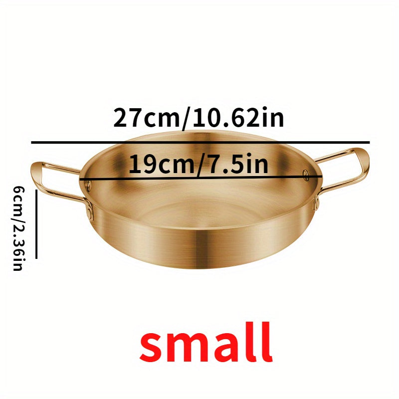 1pc, Golden Pot, Korean Ramen Pot, Stainless Steel Soup Pan, Golden Ramen Bowl, Seafood Pan, Household Electromagnetic Stove Instant Noodles Hot Pot Bowl, Kitchen Supplies, Cookware