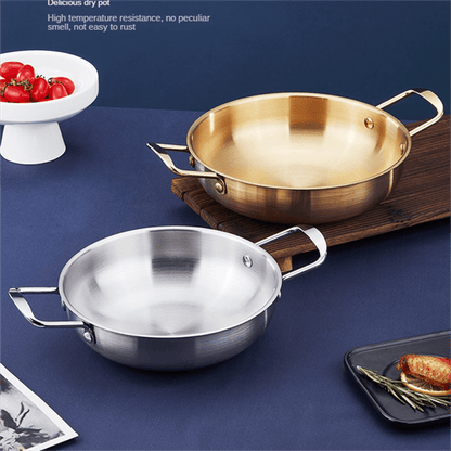 1pc, Golden Pot, Korean Ramen Pot, Stainless Steel Soup Pan, Golden Ramen Bowl, Seafood Pan, Household Electromagnetic Stove Instant Noodles Hot Pot Bowl, Kitchen Supplies, Cookware
