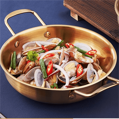 1pc, Golden Pot, Korean Ramen Pot, Stainless Steel Soup Pan, Golden Ramen Bowl, Seafood Pan, Household Electromagnetic Stove Instant Noodles Hot Pot Bowl, Kitchen Supplies, Cookware