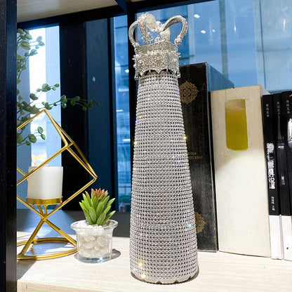 1pc, Luxurious Sparkling Studded Insulated Water Bottle - 500ml Stainless Steel Vacuum Flask with Crown Lid for Hot and Cold Beverages, Travel Thermal Cup, Summer Winter Drinkware, Perfect Gift for Friends and Family, Durable, Leak-Proof, Easy to Clean, a