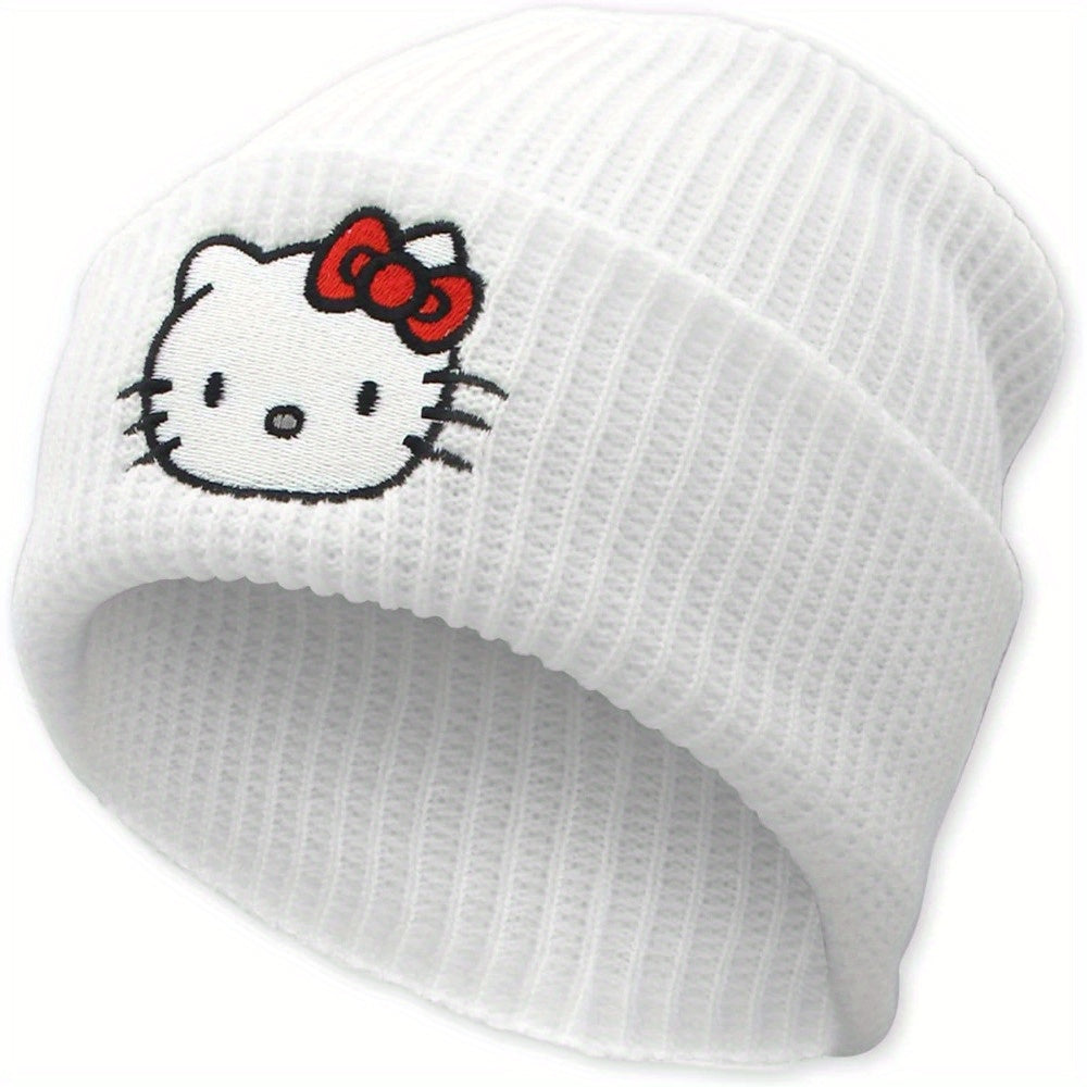 Adorable Hello Kitty Knitted Beanie Hat - Soft, Stretchy, Slouchy, Warm, and Stylish Winter Cap for Women - Cute Fashion Accessory for Cold Weather