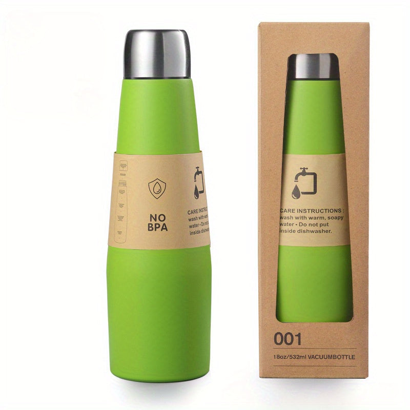 Stylish Stainless Steel Insulated Water Bottle - Large Capacity, Vacuum-Sealed for Hot & Cold Drinks, Portable Sports Cup, PVC-Free, Hand Wash Recommended