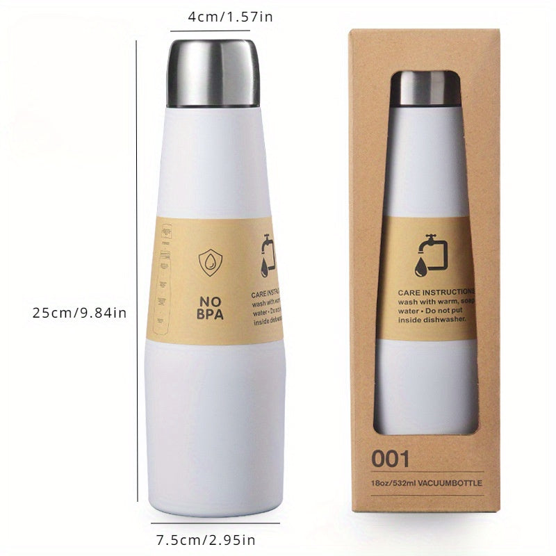 Stylish Stainless Steel Insulated Water Bottle - Large Capacity, Vacuum-Sealed for Hot & Cold Drinks, Portable Sports Cup, PVC-Free, Hand Wash Recommended