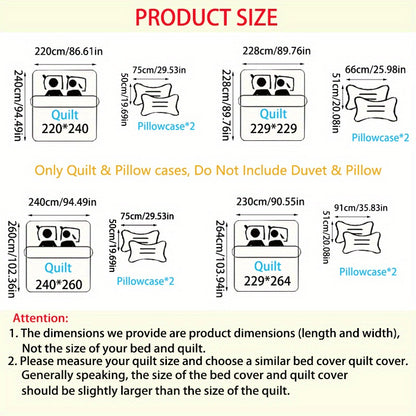 3-Piece Bedspread Set - Soft, Lightweight, and Vibrant Blue Leaf Plant Flower Print - Perfect for Home and Bedroom Decoration, All-Season Comfort