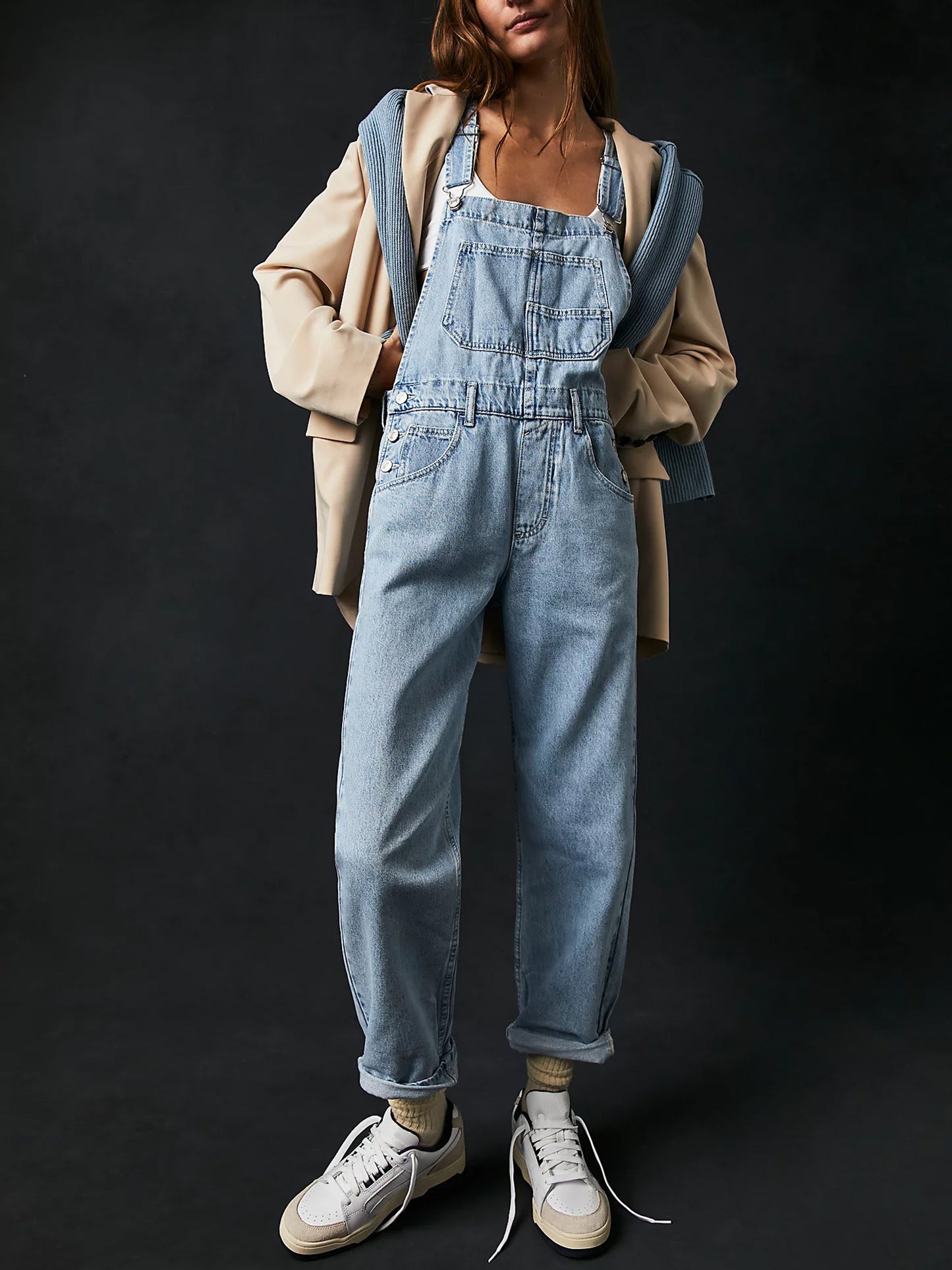 Women Denim Long Jumpsuit Casual Spaghetti Strap Wide Leg Romper Pants Summer Baggy Bib Overalls