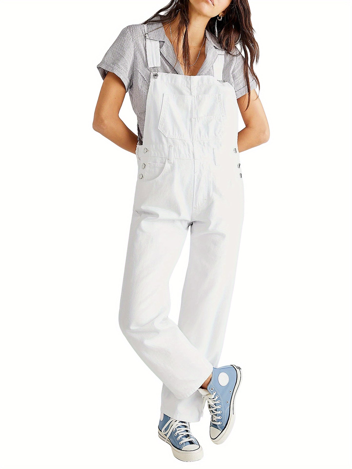 Women Denim Long Jumpsuit Casual Spaghetti Strap Wide Leg Romper Pants Summer Baggy Bib Overalls