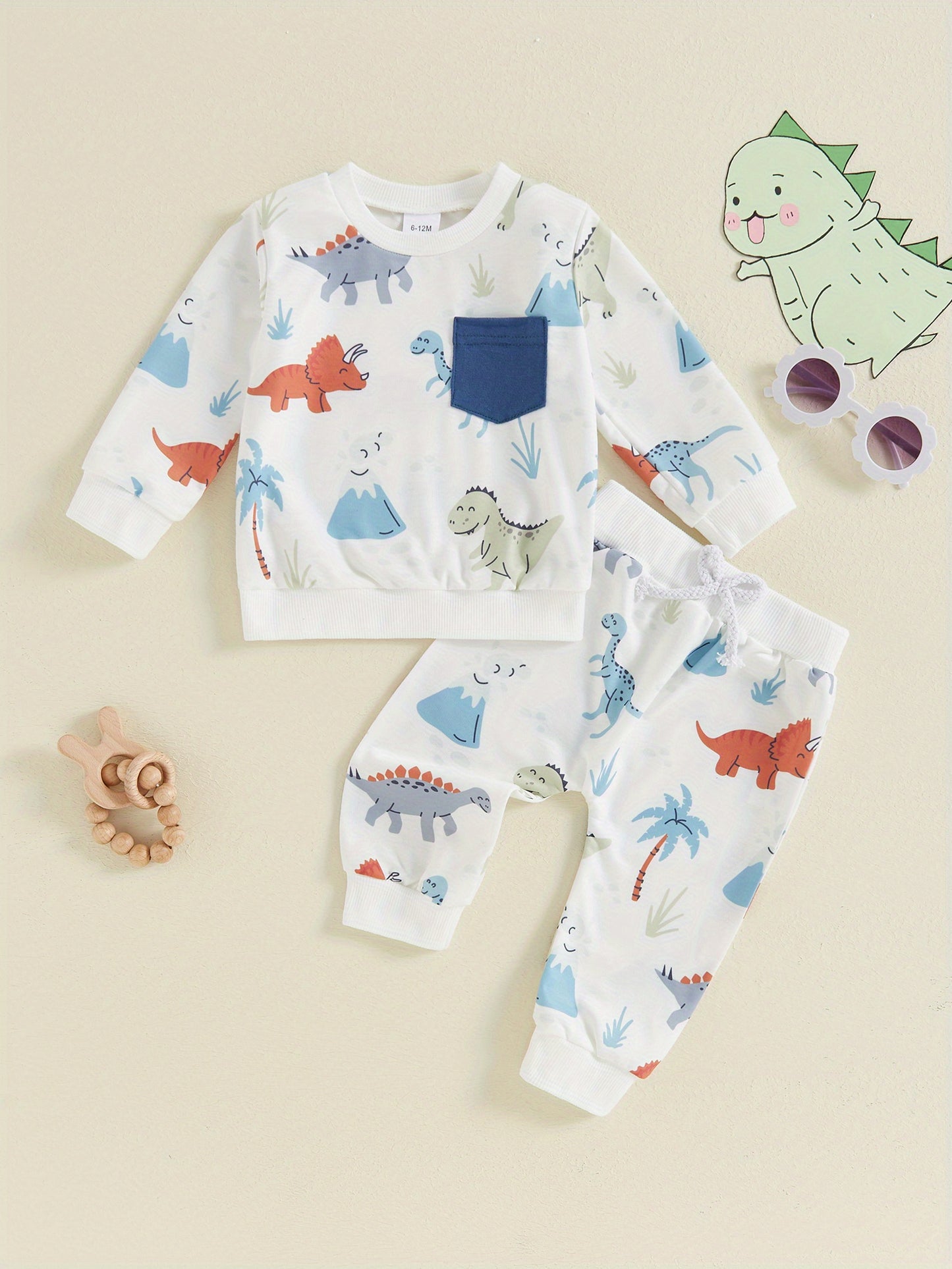 Adorable Little Boys' Fall Layette Set - Long Sleeve Sweatshirt with Elastic Waist Sweatpants, Soft and Cozy Outfit for Autumn Season