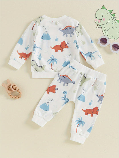 Adorable Little Boys' Fall Layette Set - Long Sleeve Sweatshirt with Elastic Waist Sweatpants, Soft and Cozy Outfit for Autumn Season