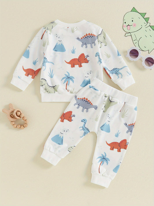 Adorable Little Boys' Fall Layette Set - Long Sleeve Sweatshirt with Elastic Waist Sweatpants, Soft and Cozy Outfit for Autumn Season